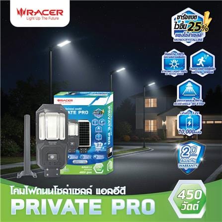 ไฟถนน SOLAR RACER PRIVATE PRO 450 วัตต์ DAYLIGHT สีเทา_4