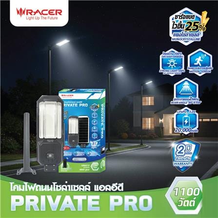 ไฟถนน SOLAR RACER PRIVATE PRO 1100 วัตต์ DAYLIGHT สีเทา_5