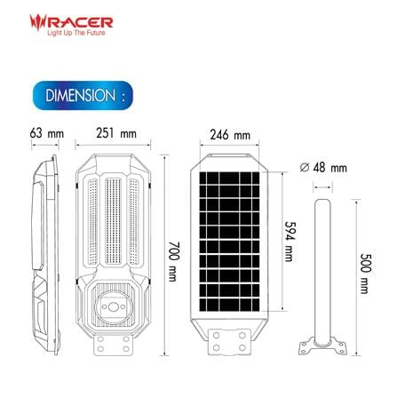ไฟถนน SOLAR RACER PRIVATE PRO 1100 วัตต์ DAYLIGHT สีเทา_7