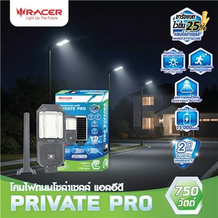ไฟถนน SOLAR RACER PRIVATE PRO 750 วัตต์ DAYLIGHT สีเทา_4