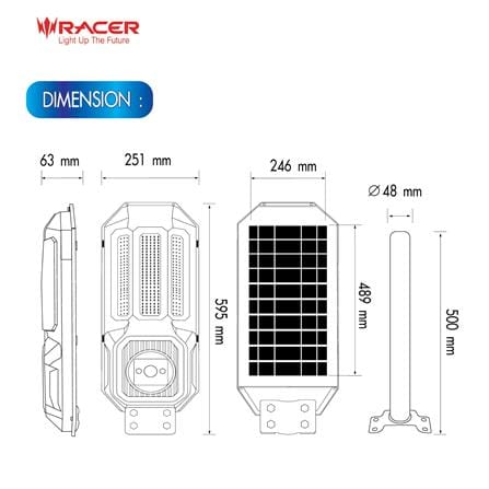ไฟถนน SOLAR RACER PRIVATE PRO 750 วัตต์ DAYLIGHT สีเทา_6
