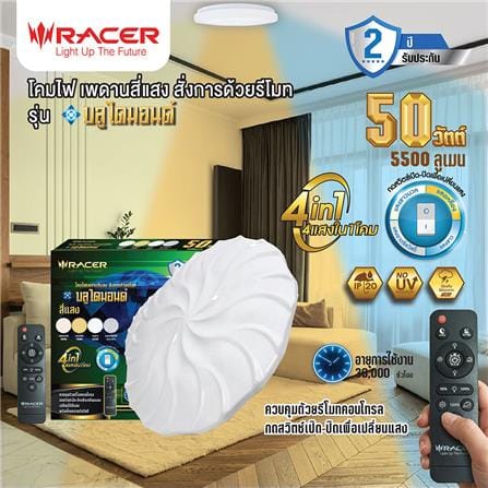 ไฟเพดาน LED RACER BLUE DIAMOND REMOTE 19 นิ้ว 50 วัตต์ DAYLIGHT/COOL WHITE/WARM WHITE สีขาว_5