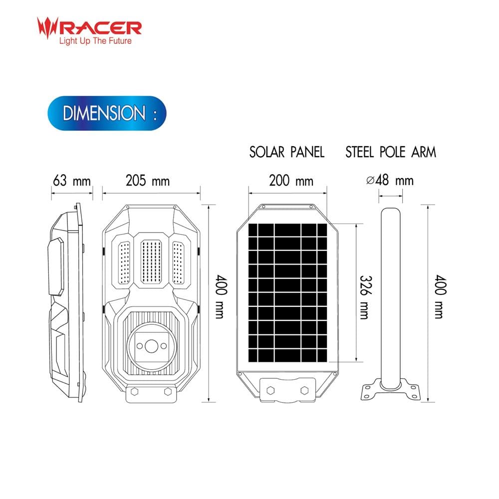 ไฟถนน SOLAR RACER PRIVATE PRO 220 วัตต์ DAYLIGHT สีเทา