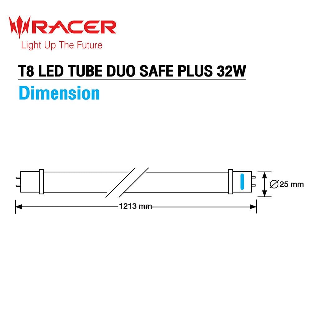 หลอด LED RACER T8 SAFE PLUS DE 32 วัตต์ DAYLIGHT G13