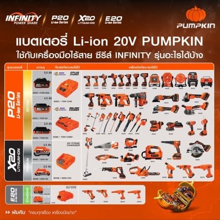 แบตเตอรี่ PUMPKIN X20 50397 4.0 แอมป์ 20 โวลต์_3
