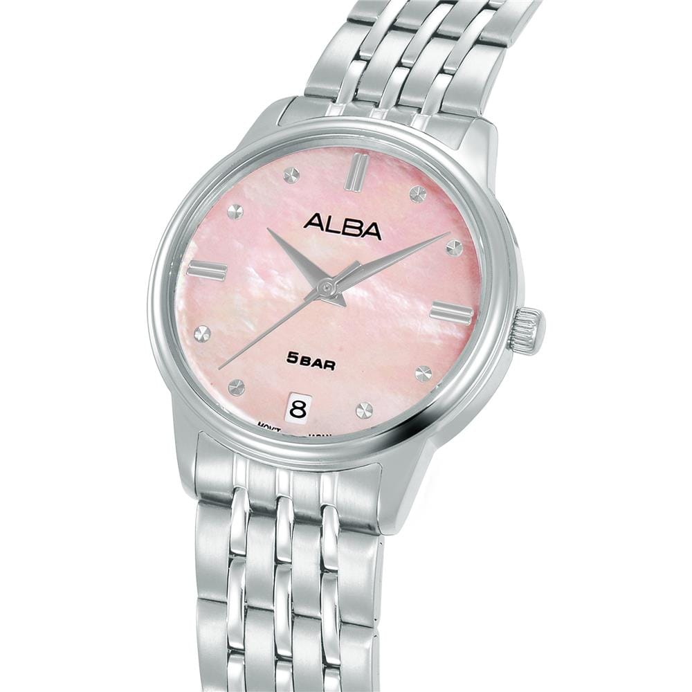 นาฬิกาข้อมือผู้หญิง ALBA รุ่น AG8Q79X ขนาด 28 มม. สีชมพู