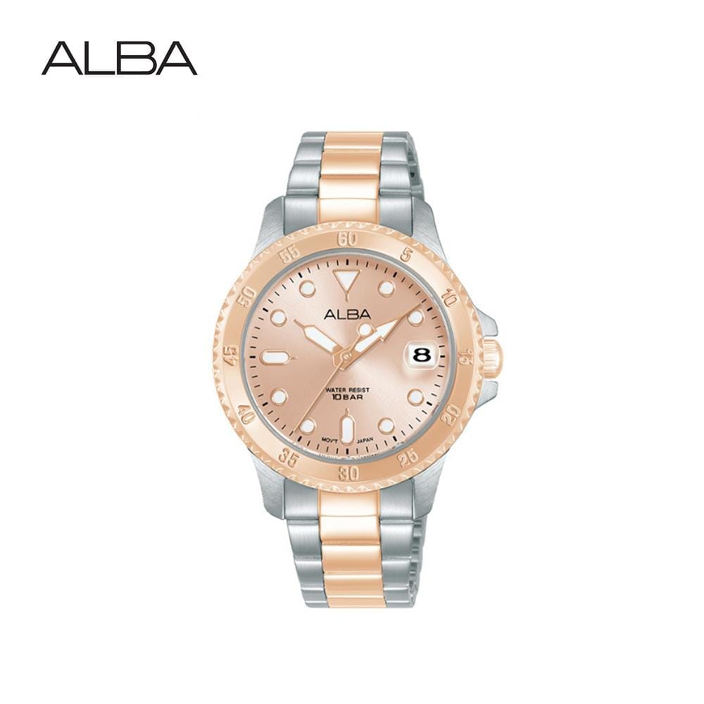 นาฬิกาข้อมือผู้หญิง ALBA รุ่น AG8Q34X ขนาด 34 มม. สีชมพู