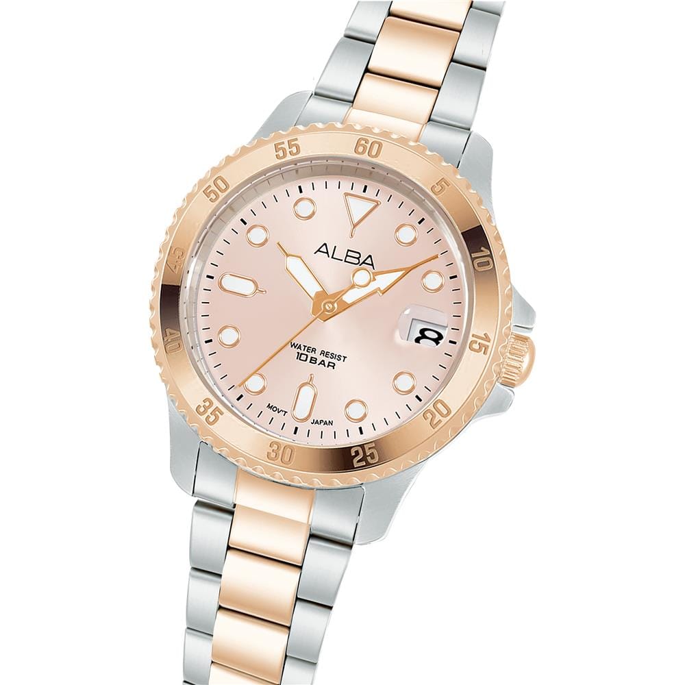 นาฬิกาข้อมือผู้หญิง ALBA รุ่น AG8Q34X ขนาด 34 มม. สีชมพู