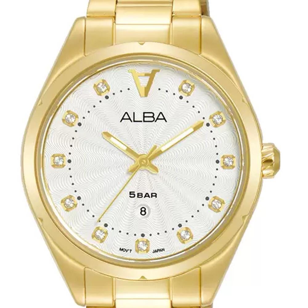 นาฬิกาข้อมือผู้หญิง ALBA รุ่น AH7BP4X ขนาด 34 มม. สีเงินขาว