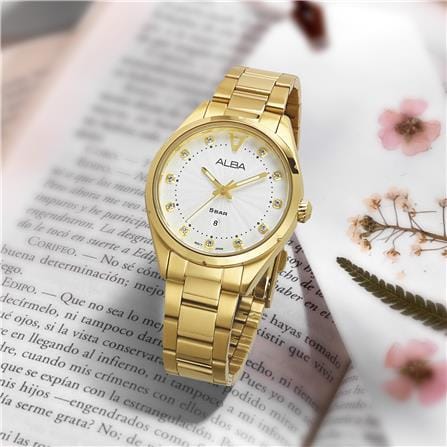 นาฬิกาข้อมือผู้หญิง ALBA รุ่น AH7BP4X ขนาด 34 มม. สีเงินขาว_2
