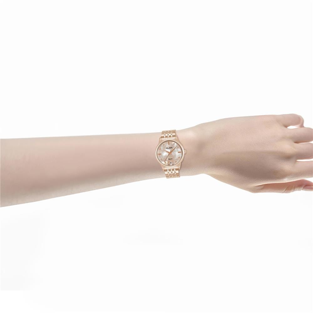 นาฬิกาข้อมือผู้หญิง ALBA รุ่น AG8Q72X ขนาด 28 มม. สีโรสโกลด์