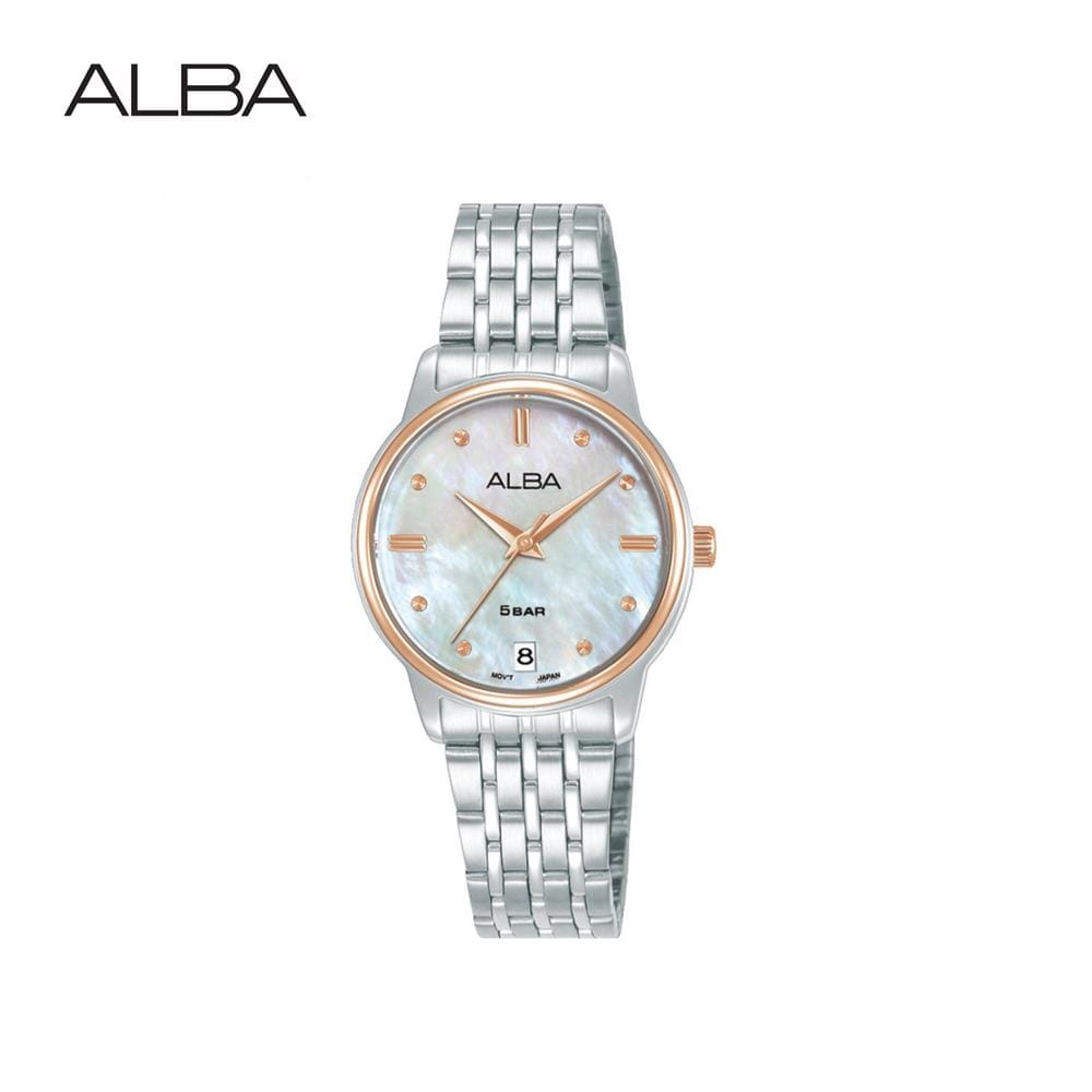 นาฬิกาข้อมือผู้หญิง ALBA รุ่น AG8Q74X ขนาด 28 มม. สีขาวมุก
