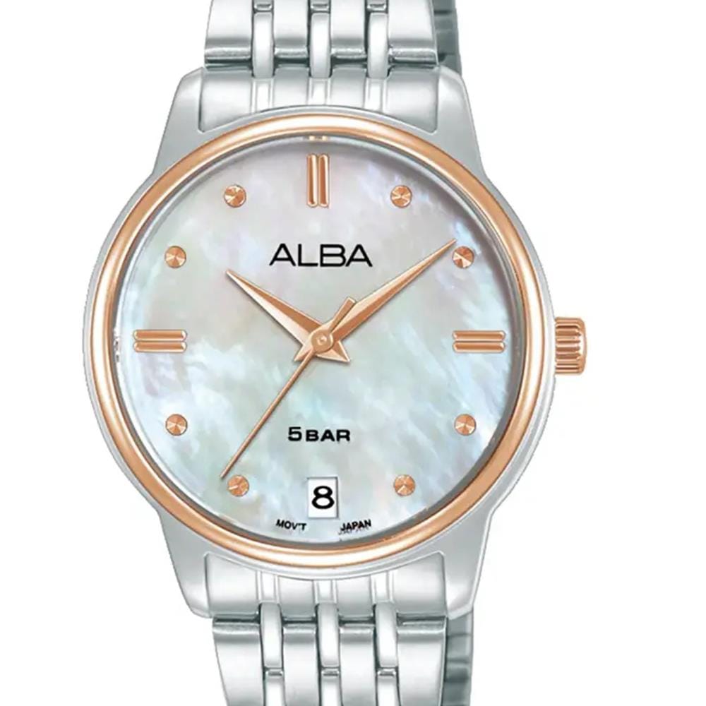 นาฬิกาข้อมือผู้หญิง ALBA รุ่น AG8Q74X ขนาด 28 มม. สีขาวมุก
