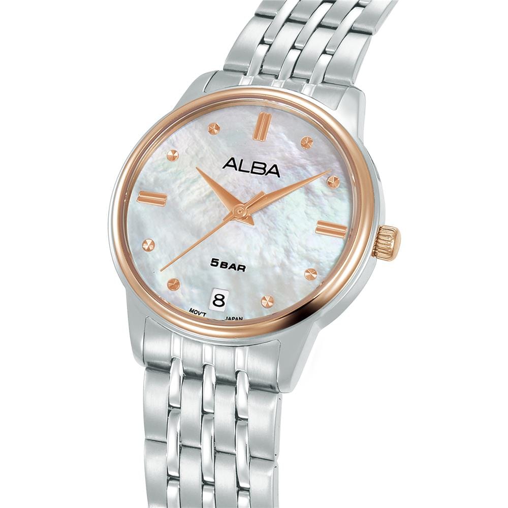 นาฬิกาข้อมือผู้หญิง ALBA รุ่น AG8Q74X ขนาด 28 มม. สีขาวมุก