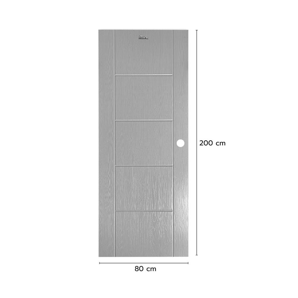 ประตูภายนอก UPVC เจาะลูกบิด ASARA A915 80x200 ซม. สีเทา