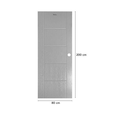 ประตูภายนอก UPVC เจาะลูกบิด ASARA A915 80x200 ซม. สีเทา_3