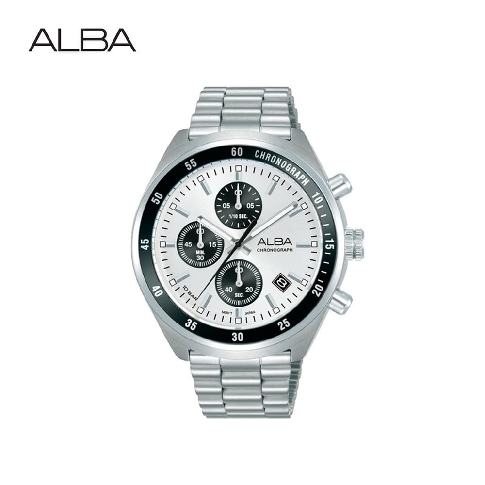 นาฬิกาข้อมือผู้ชาย ALBA รุ่น AM3A35X ขนาด 43 มม. สีเงิน