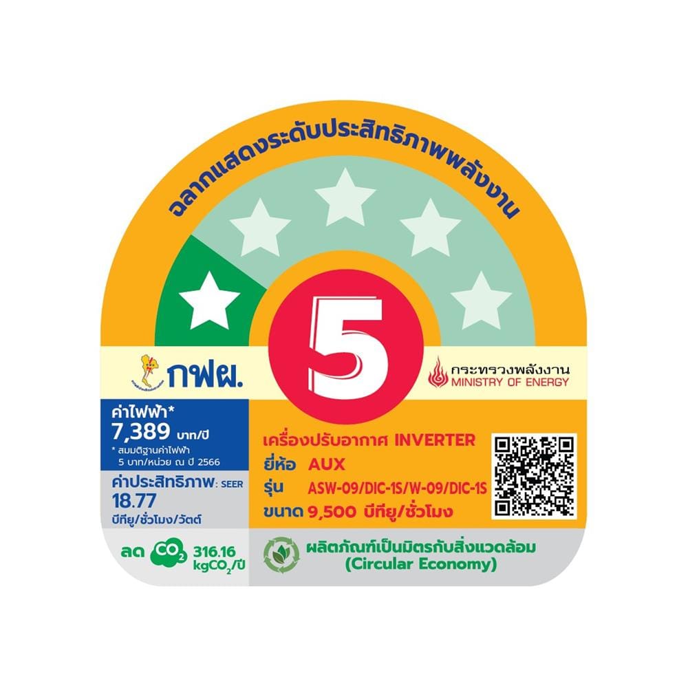 แอร์ผนัง AUX ASW-09/DIC-1S 9500 บีทียู อินเวอร์เตอร์