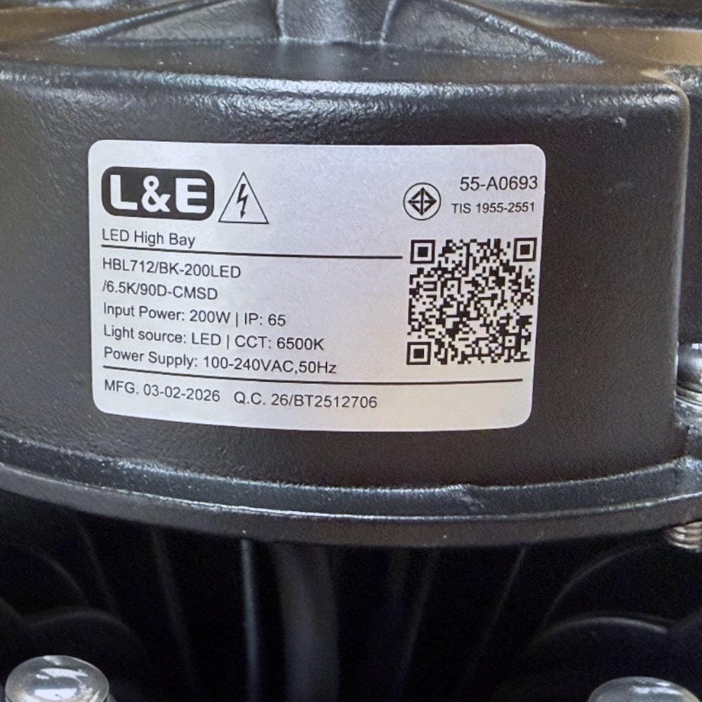 โคมไฮเบย์ LED L&E HBL712 200 วัตต์ DAYLIGHT สีดำ