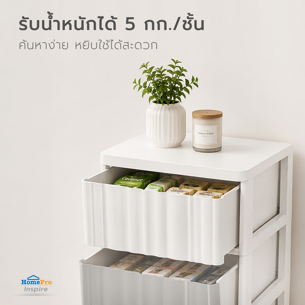 ตู้ลิ้นชัก 4 ชั้น STACKO RANDOM 40x45x104 ซม. สีขาว/เบจ