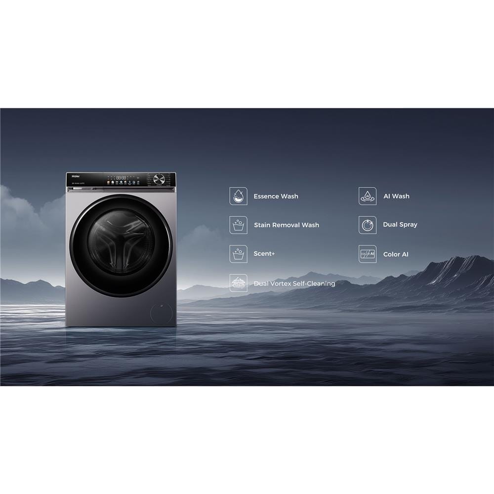 เครื่องซักผ้าฝาหน้า HAIER HW120-BP12357S8 X5 12 กก. 1200RPM อินเวอร์เตอร์ สีเทาเข้มเมทาลิค