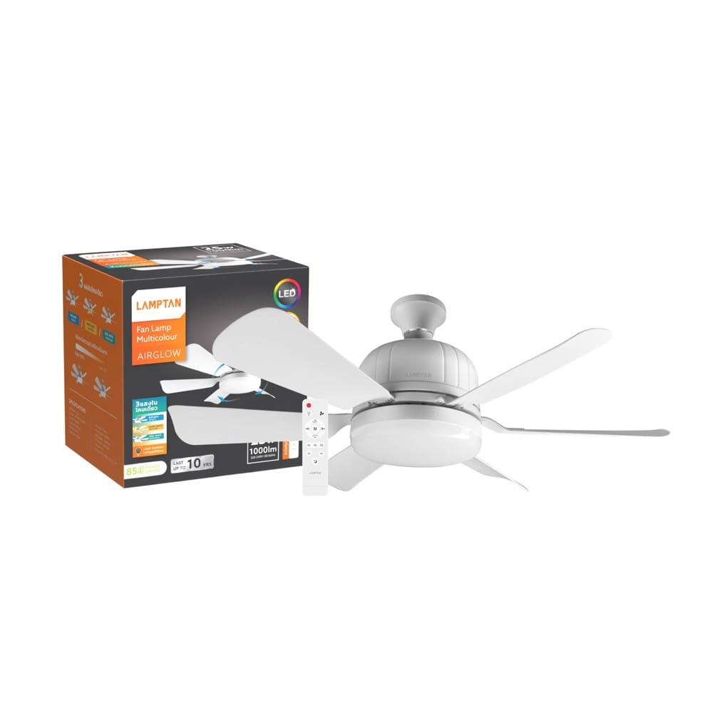 พัดลมโคมไฟ LED LAMPTAN AIRGLOW 18 นิ้ว 25 วัตต์ DAYLIGHT/COOL WHITE/WARM WHITE สีขาว