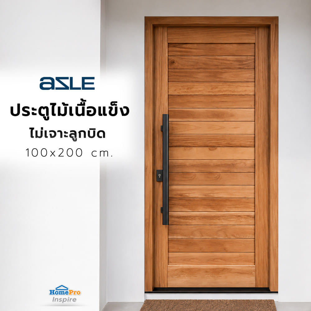 ประตูไม้เนื้อแข็ง ไม่เจาะลูกบิด AZLE โมเดิร์น 100x200 ซม. ทำสี