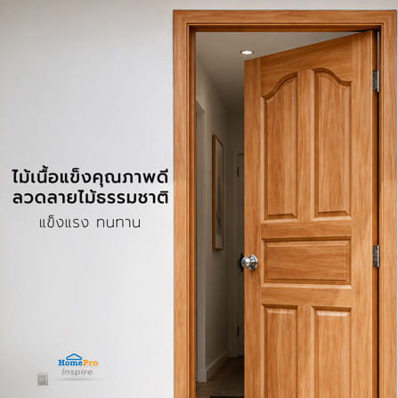 ประตูไม้เนื้อแข็ง ไม่เจาะลูกบิด AZLE 5 ฟักปีกนก 100x200 ซม. ทำสี_4