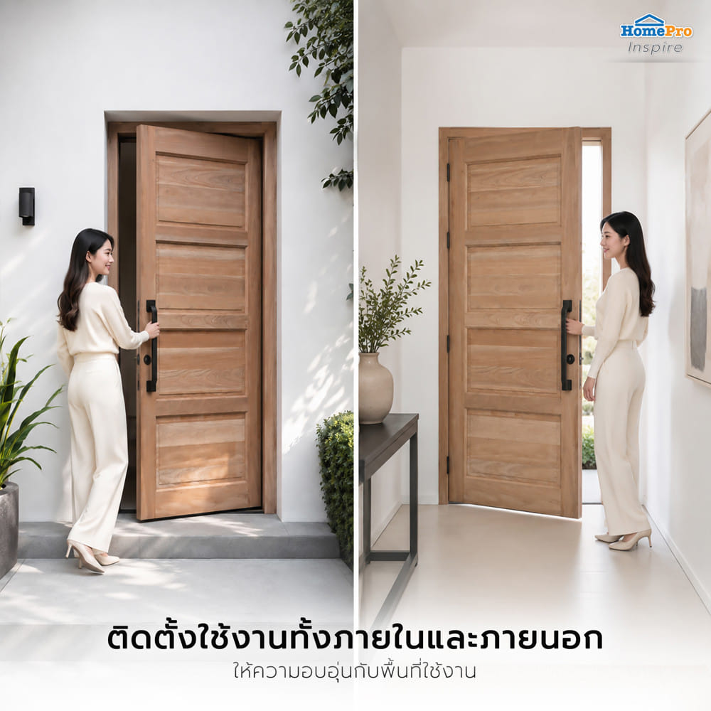 ประตูไม้เนื้อแข็ง ไม่เจาะลูกบิด AZLE 4 ฟักนอน 100x200 ซม.