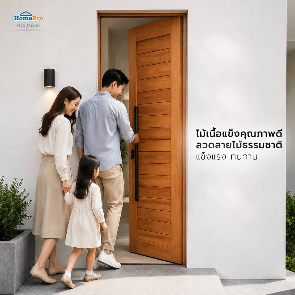 ประตูไม้เนื้อแข็ง ไม่เจาะลูกบิด AZLE โมเดิร์น 70x200 ซม. ทำสี
