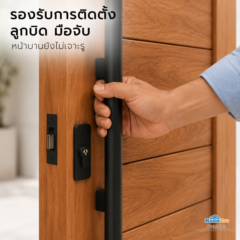 ประตูไม้เนื้อแข็ง ไม่เจาะลูกบิด AZLE โมเดิร์น 70x200 ซม. ทำสี