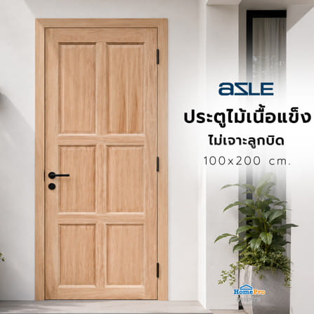ประตูไม้เนื้อแข็ง ไม่เจาะลูกบิด AZLE 6 ฟักตั้ง 100x200 ซม._3