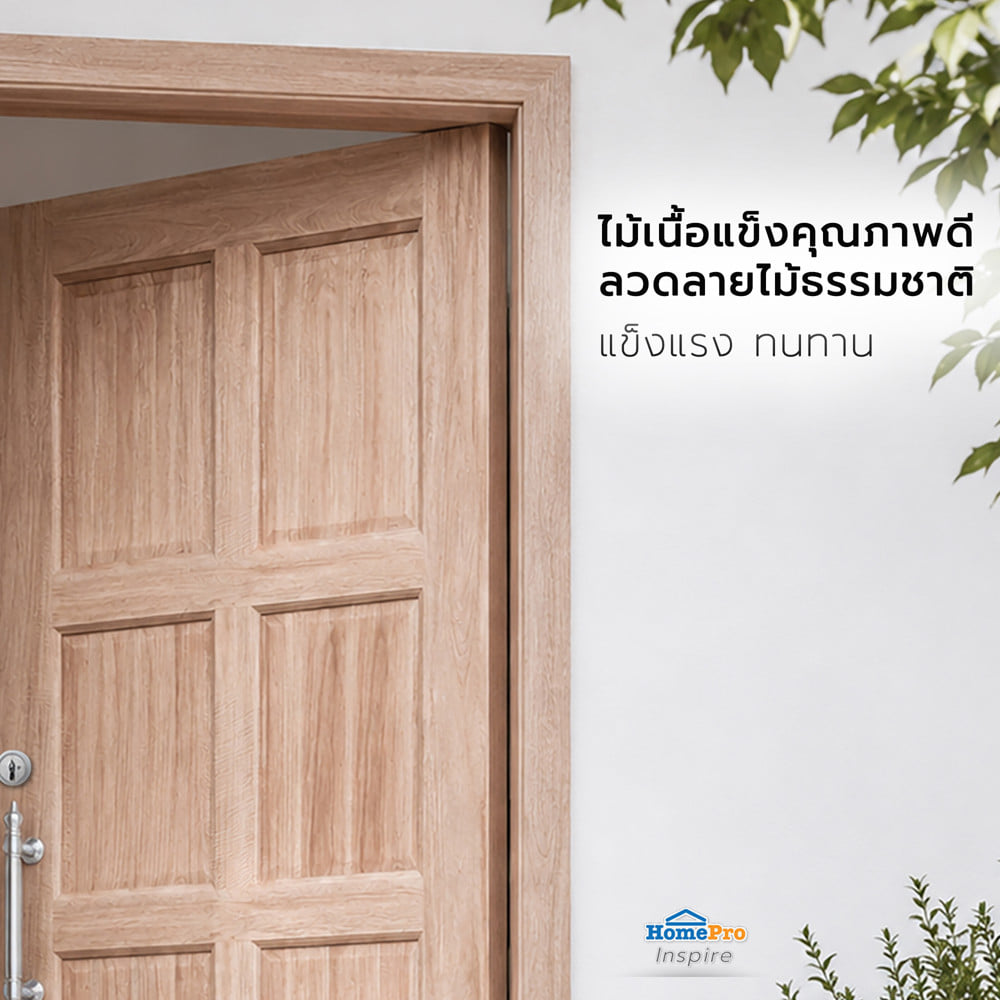 ประตูไม้เนื้อแข็ง ไม่เจาะลูกบิด AZLE 8 ฟักตั้ง 100x200 ซม.