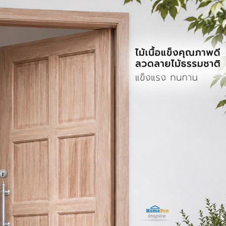 ประตูไม้เนื้อแข็ง ไม่เจาะลูกบิด AZLE 8 ฟักตั้ง 100x200 ซม._4