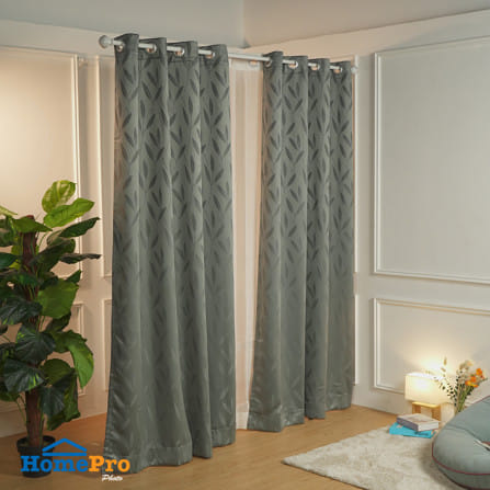 ผ้าม่าน EYELET HOME LIVING STYLE IRIS UV 140x220 ซม. สีเทา_4