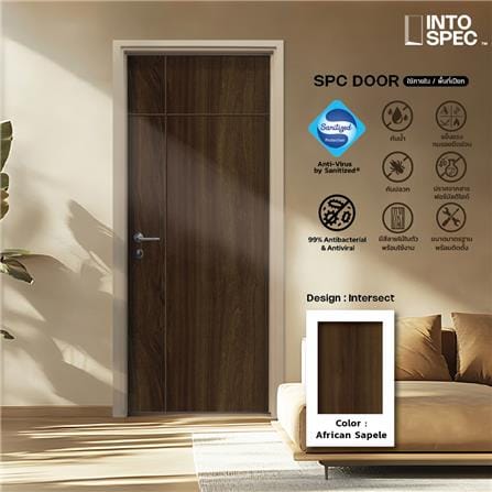 ประตูภายใน SPC ไม่เจาะลูกบิด INTO SPEC INTERSECT 80x200 ซม. สี AFRICAN SAPELE_2