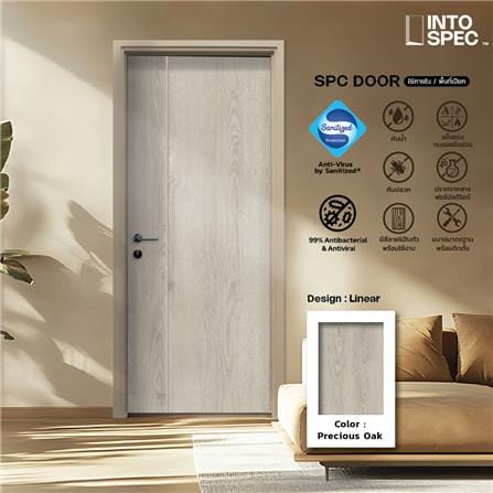 ประตูภายใน SPC  ไม่เจาะลูกบิด INTO SPEC LINEAR 80x200 ซม. สี PRECIOUS OAK_2