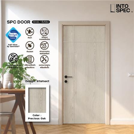 ประตูภายใน SPC ไม่เจาะลูกบิด INTO SPEC INTERSECT 90x200 ซม. สี PRECIOUS OAK_2