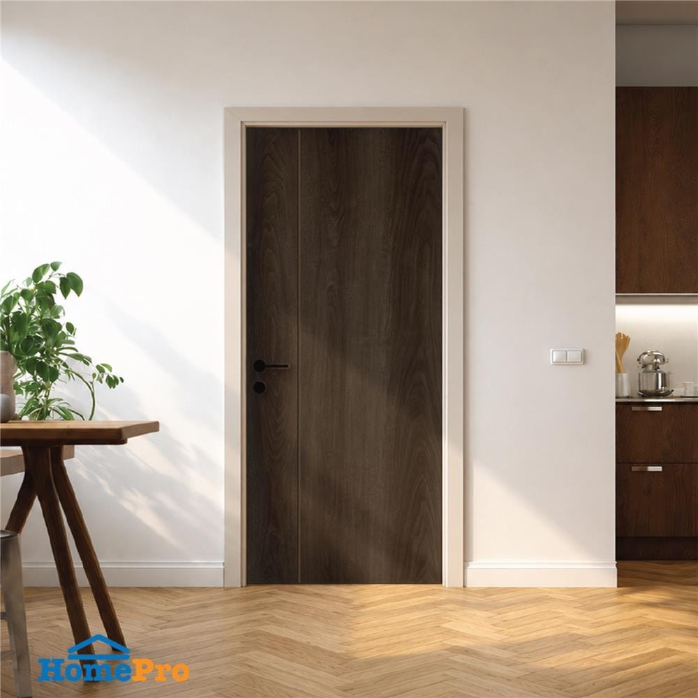 ประตูภายใน SPC ไม่เจาะลูกบิด INTO SPEC LINEAR 90x200 ซม. สี ENGLISH WALNUT