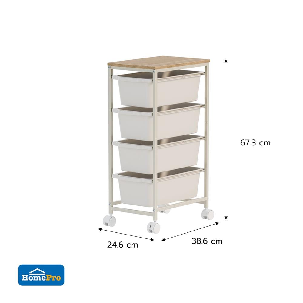 ชั้นลิ้นชัก 4 ชั้น STACKO NORDIC 38.6x24.6x67.3 ซม. สีขาว