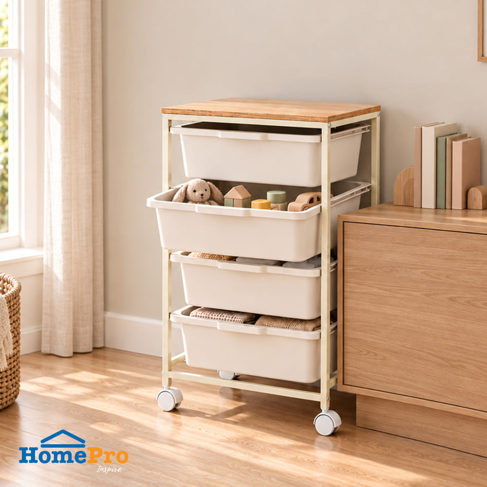 ชั้นลิ้นชัก 4 ชั้น STACKO NORDIC 39x29x67.3 ซม. สีขาว
