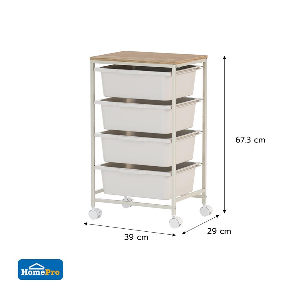 ชั้นลิ้นชัก 4 ชั้น STACKO NORDIC 39x29x67.3 ซม. สีขาว