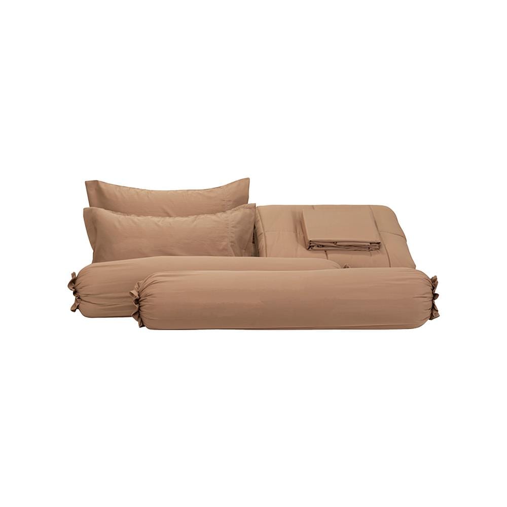 ชุดผ้าปูที่นอน 6 ฟุต (ชุด 6 ชิ้น) PICASSO PB NANO SILK สี LIGHT BROWN