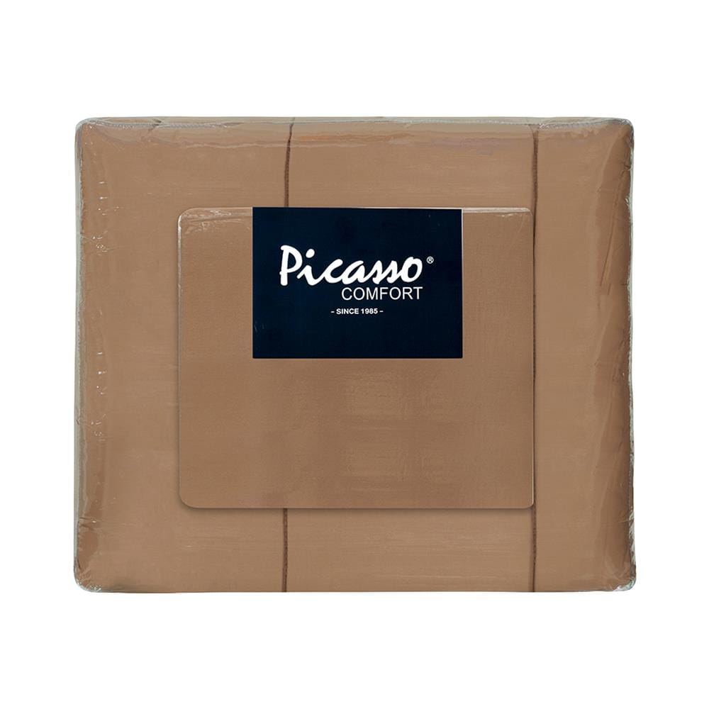 ชุดผ้าปูที่นอน 6 ฟุต (ชุด 6 ชิ้น) PICASSO PB NANO SILK สี LIGHT BROWN