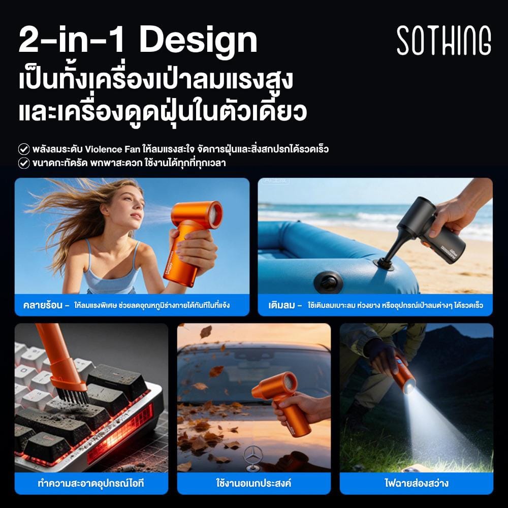 พัดลมพกพา 1 นิ้ว SOTHING VIOLENT FAN ULTRA สีส้ม
