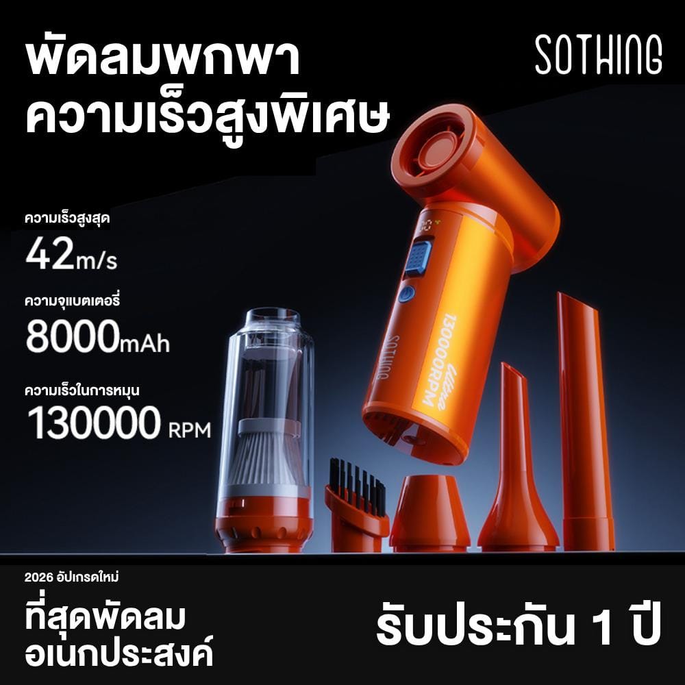 พัดลมพกพา 1 นิ้ว SOTHING VIOLENT FAN ULTRA สีส้ม