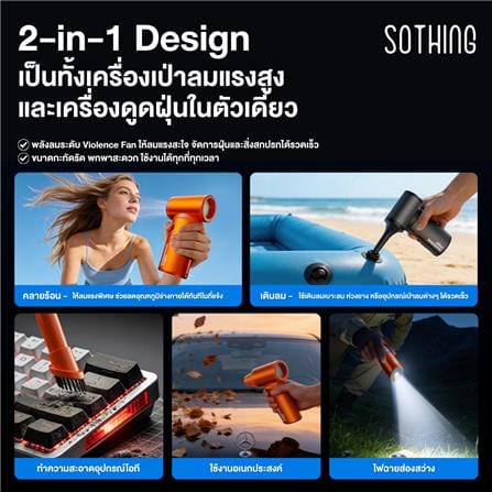 พัดลมพกพา 1 นิ้ว SOTHING VIOLENT FAN ULTRA สีส้ม_1