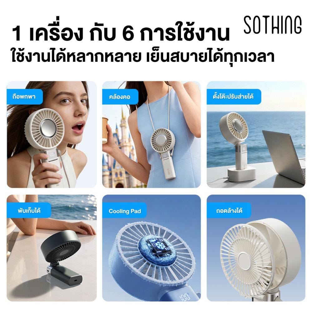 พัดลมพกพา 1 นิ้ว SOTHING LARGE HANDHELD ICE Z PLUS สีขาว