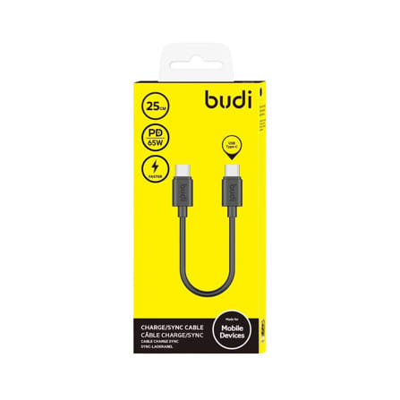 สายชาร์จ TYPE-C TO TYPE-C BUDI MINI 0.25 เมตร สีเทา_1