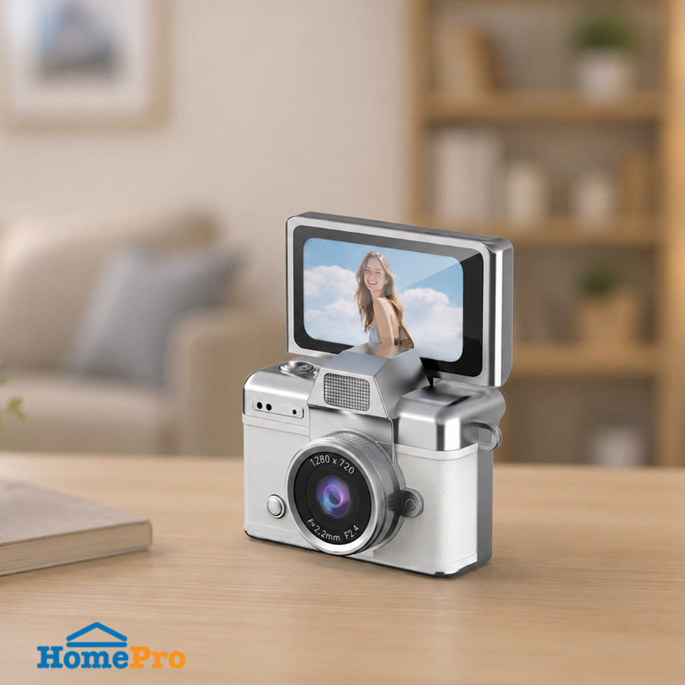 กล้องมินิพกพา พร้อมจอพับเซลฟี่ HOMEPRO สีขาว